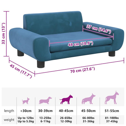 Hondenmand 70x45x33 cm fluweel blauw