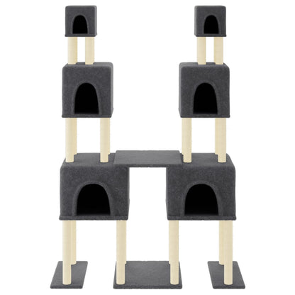 Kattenmeubel met sisal krabpalen 199 cm donkergrijs
