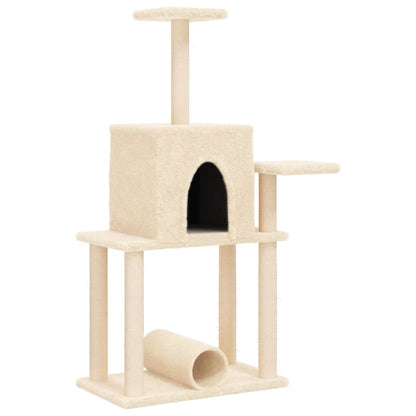 Kattenmeubel met sisal krabpalen 122 cm crèmekleurig