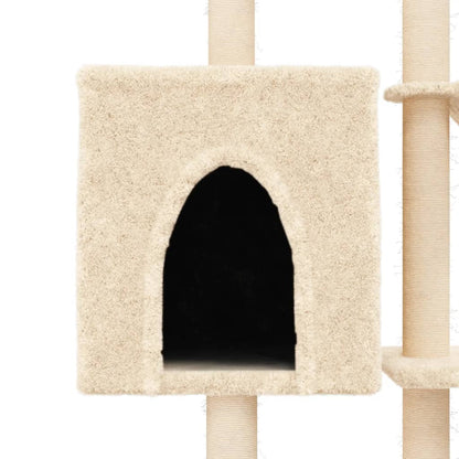 Kattenmeubel met sisal krabpalen 145 cm crèmekleurig