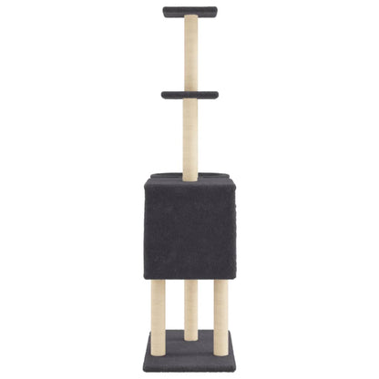 Kattenmeubel met sisal krabpalen 145 cm donkergrijs