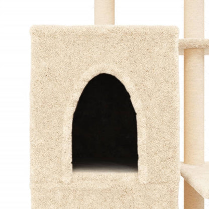 Kattenmeubel met sisal krabpalen 97 cm crèmekleurig