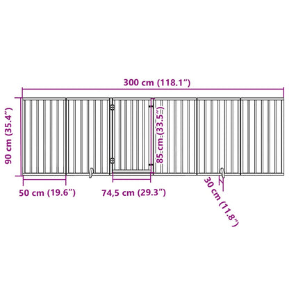 Hondenhek inklapbaar 6 panelen 300 cm populierenhout