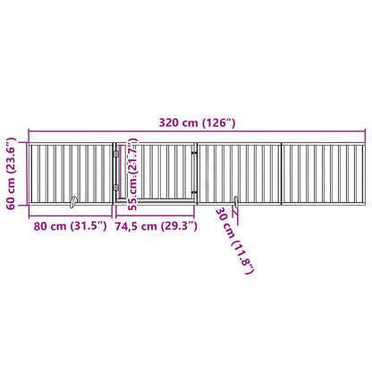 Hondenhek inklapbaar met deur 4 panelen 320 cm populierhout wit