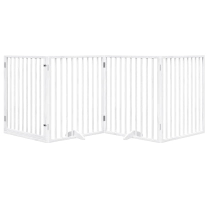 Hondenhek inklapbaar met deur 4 panelen 320 cm populierhout wit