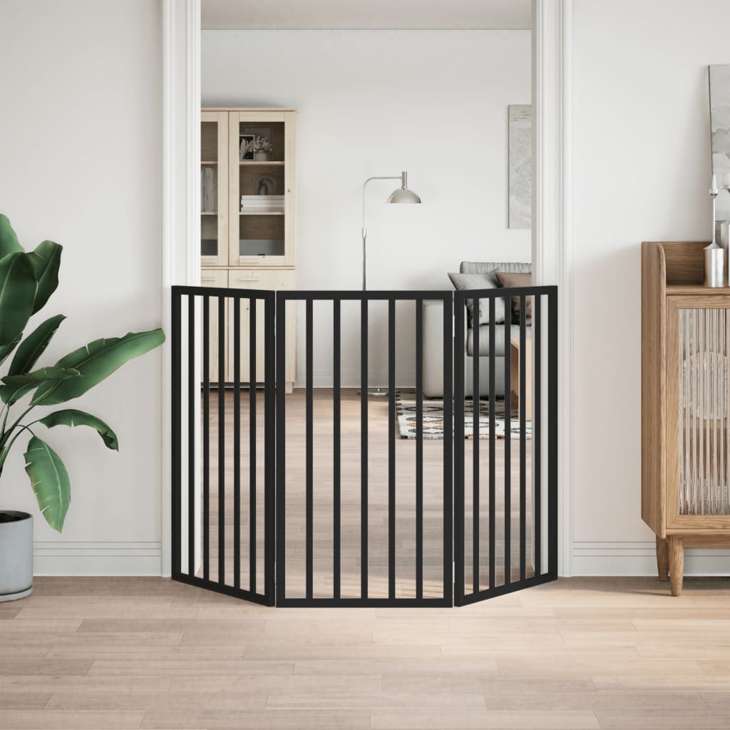 Hondenhek inklapbaar 3 panelen 150 cm populierenhout zwart