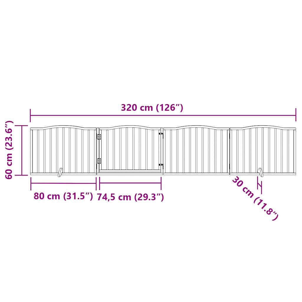 Hondenhek inklapbaar met deur 4 panelen 320 cm populierenhout