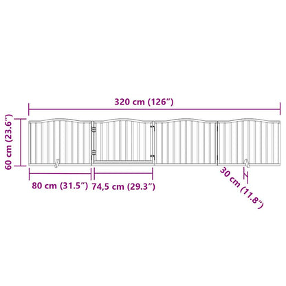 Hondenhek inklapbaar met deur 4 panelen 320 cm populierenhout