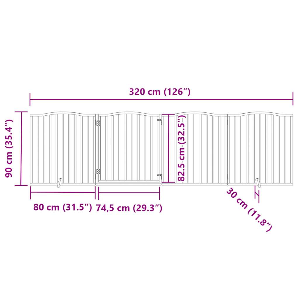 Hondenhek inklapbaar met deur 4 panelen 320 cm populierenhout