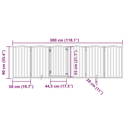 Hondenhek inklapbaar met deur 6 panelen 300 cm populierhout wit