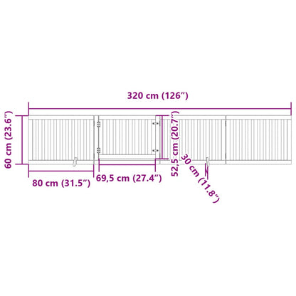 Hondenhek inklapbaar met deur 4 panelen 320 cm populierhout wit