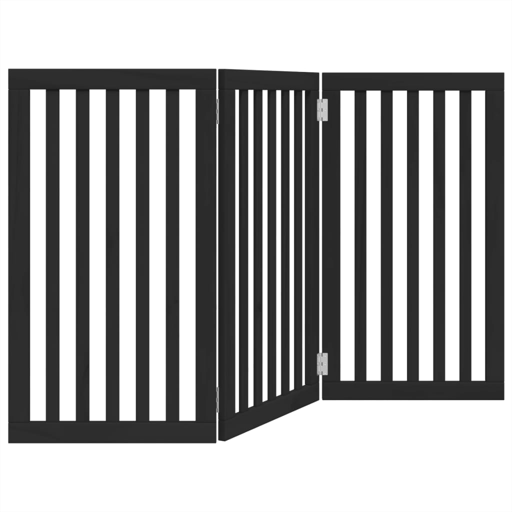 Hondenhek inklapbaar 3 panelen 150 cm populierenhout zwart