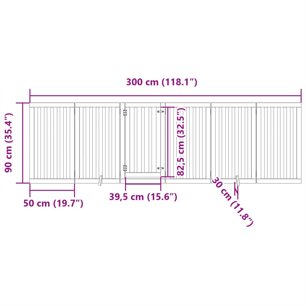 Hondenhek inklapbaar 6 panelen 300 cm populierenhout zwart