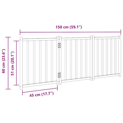 Hondenhek inklapbaar 3 panelen 150 cm massief vurenhout