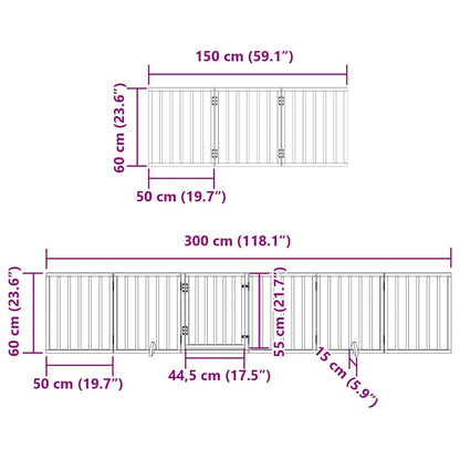 Hondenhek inklapbaar 15 panelen 750 cm populierenhout zwart