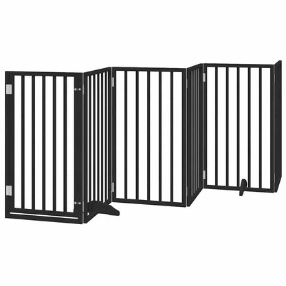Hondenhek inklapbaar 12 panelen 600 cm populierenhout zwart