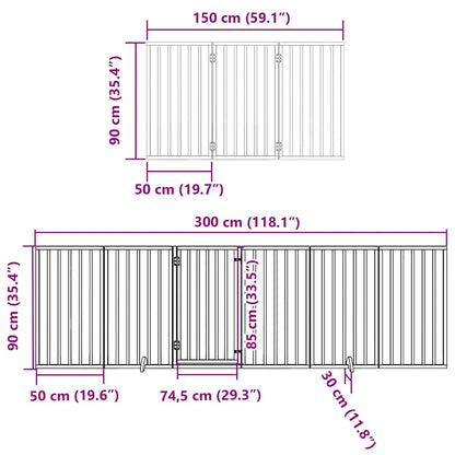Hondenhek inklapbaar 12 panelen 600 cm populierenhout zwart