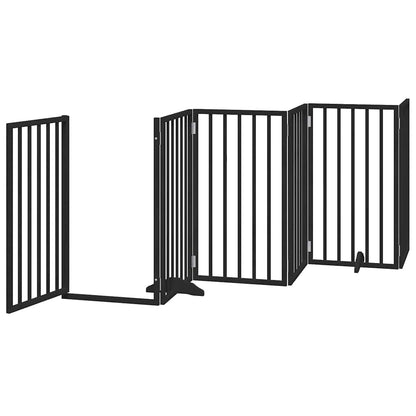 Hondenhek inklapbaar 15 panelen 750 cm populierenhout zwart