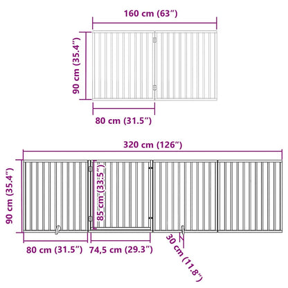 Hondenhek inklapbaar met deur 6 panelen 480 cm populierenhout