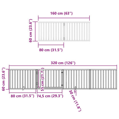 Hondenhek inklapbaar 10 panelen 800 cm populierenhout zwart