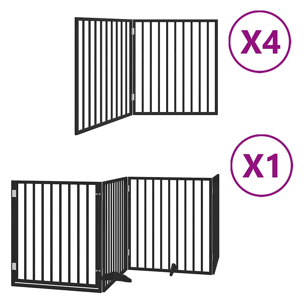 Hondenhek inklapbaar 12 panelen 960 cm populierenhout zwart