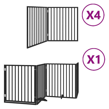 Hondenhek inklapbaar 12 panelen 960 cm populierenhout zwart