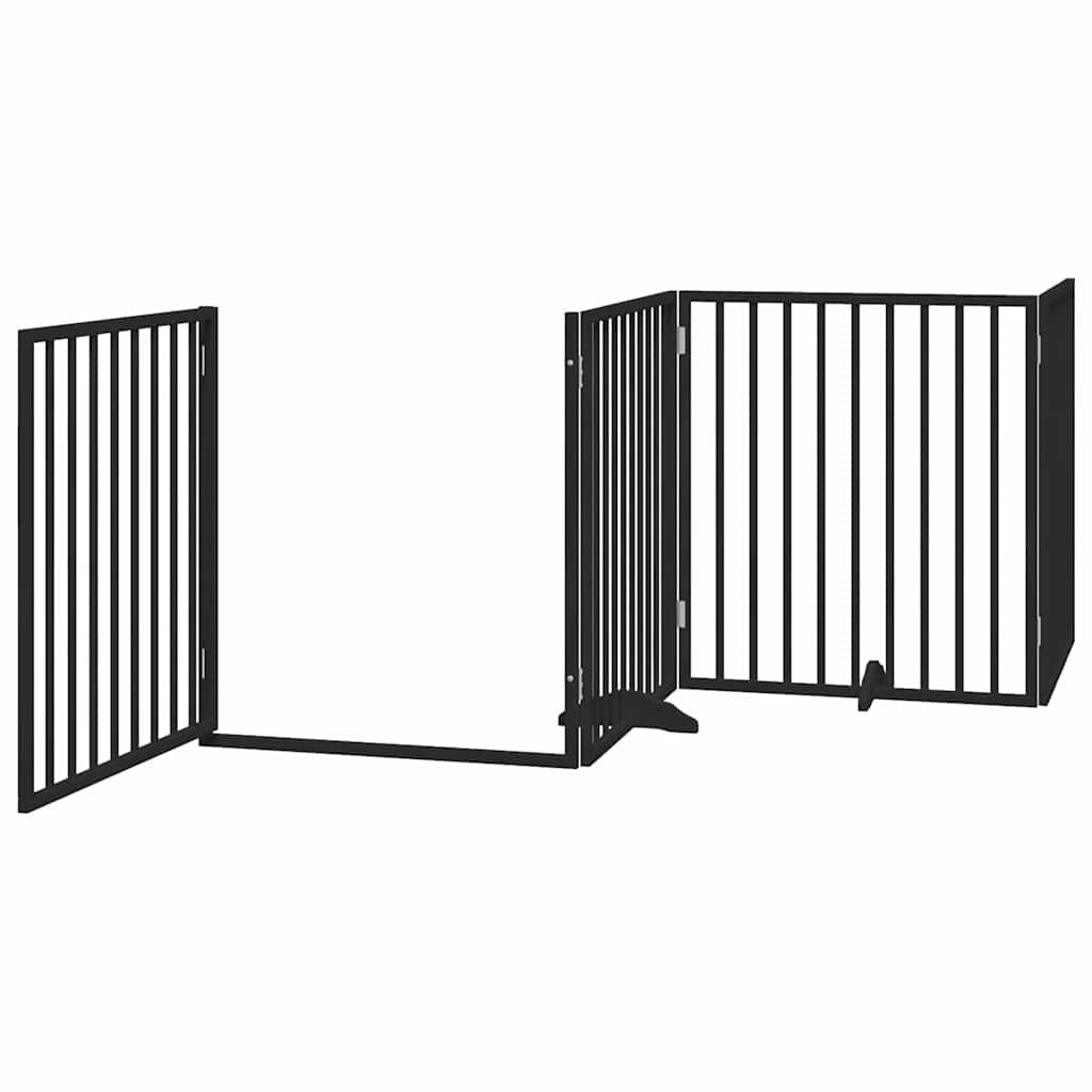 Hondenhek inklapbaar 12 panelen 960 cm populierenhout zwart