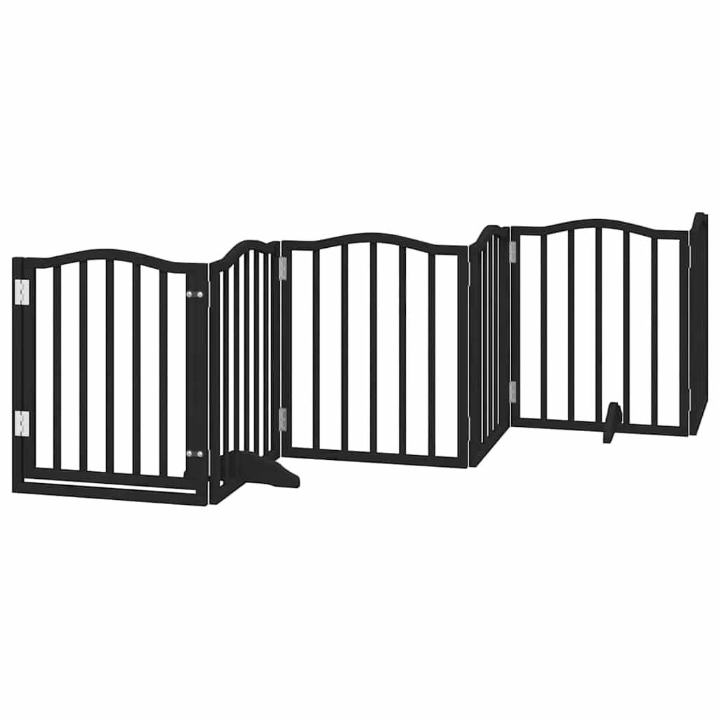 Hondenhek inklapbaar 15 panelen 750 cm populierenhout zwart