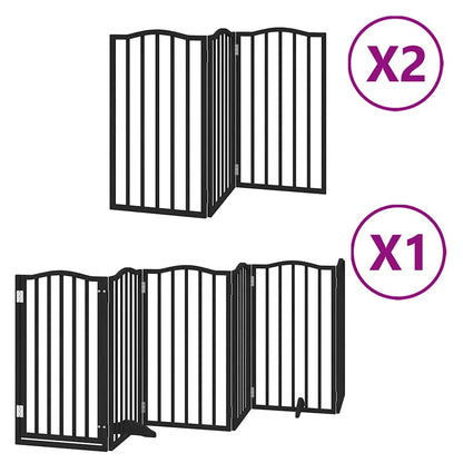 Hondenhek inklapbaar 12 panelen 600 cm populierenhout zwart