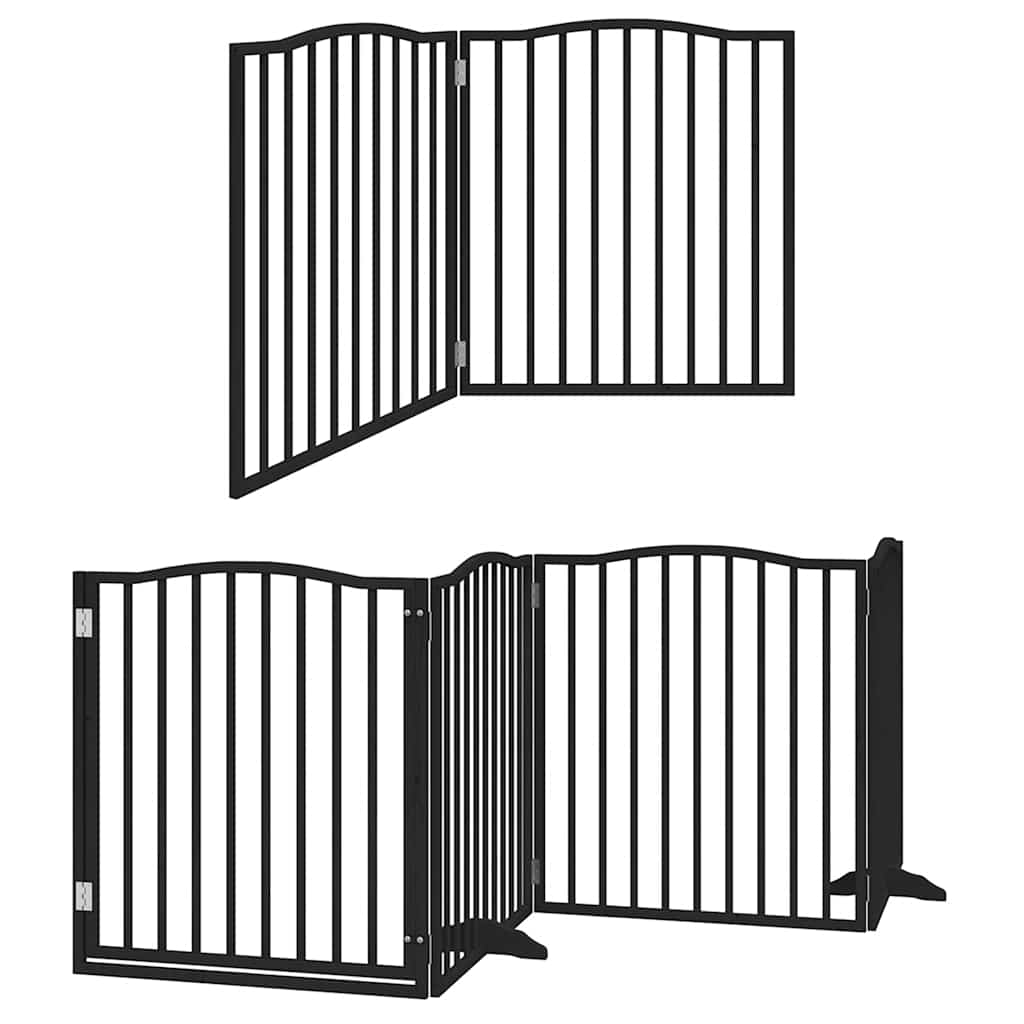Hondenhek inklapbaar 8 panelen 640 cm populierenhout zwart