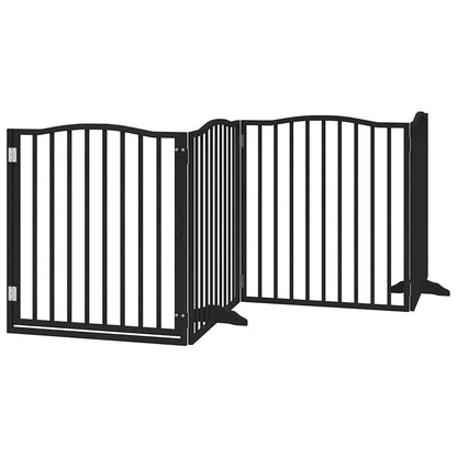 Hondenhek inklapbaar 8 panelen 640 cm populierenhout zwart