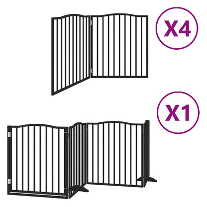 Hondenhek inklapbaar 12 panelen 960 cm populierenhout zwart