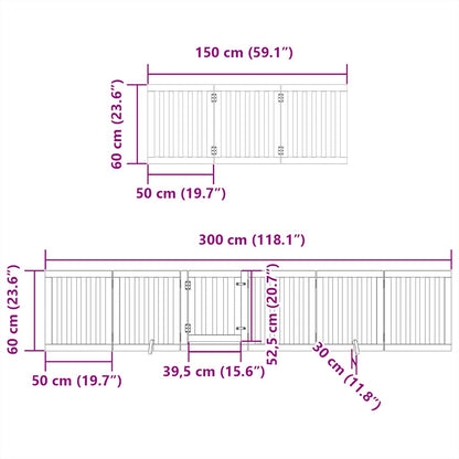 Hondenhek inklapbaar met deur 12 panelen 600cm populierhout wit