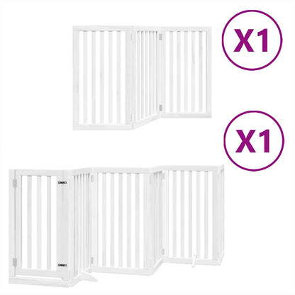 Hondenhek inklapbaar met deur 9 panelen 450 cm populierhout wit