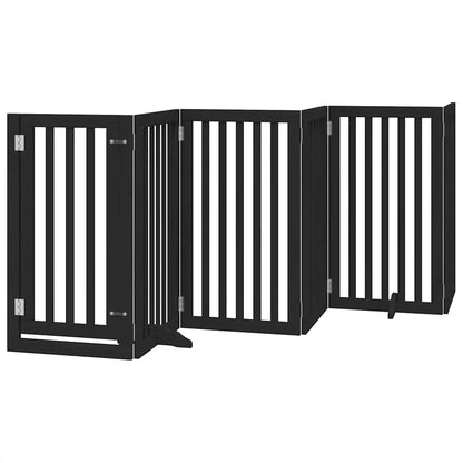 Hondenhek inklapbaar 12 panelen 600 cm populierenhout zwart
