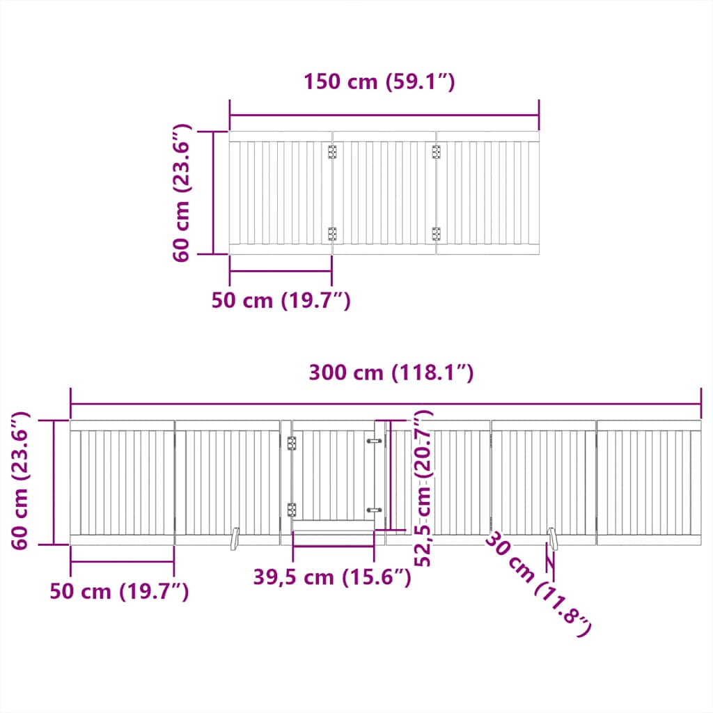 Hondenhek inklapbaar 9 panelen 450 cm populierenhout bruin