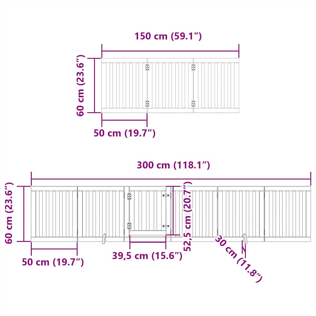 Hondenhek inklapbaar 15 panelen 750 cm populierenhout bruin