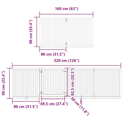 Hondenhek inklapbaar met deur 6 panelen 480 cm populierhout wit