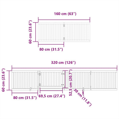 Hondenhek inklapbaar 6 panelen 480 cm populierenhout zwart