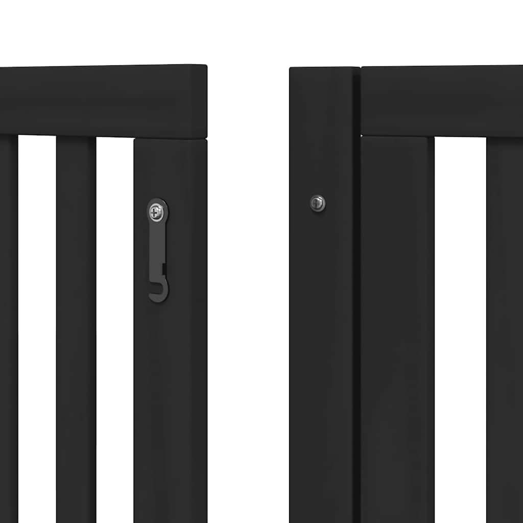 Hondenhek inklapbaar 8 panelen 640 cm populierenhout zwart
