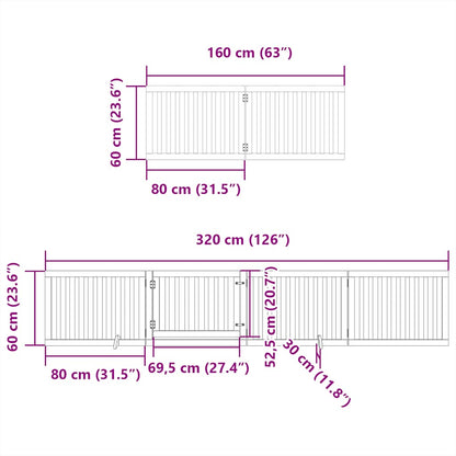 Hondenhek inklapbaar 12 panelen 960 cm populierenhout zwart