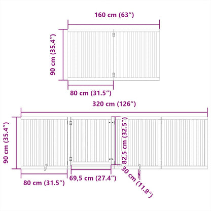 Hondenhek inklapbaar 6 panelen 480 cm populierenhout zwart