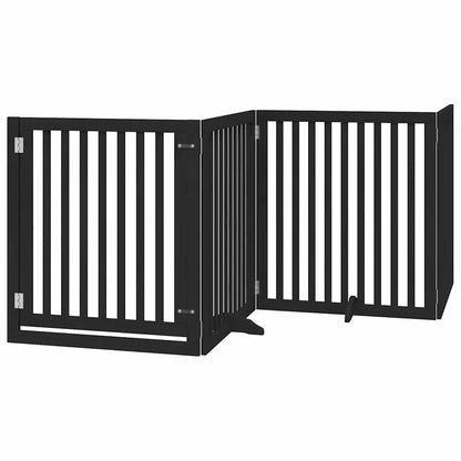 Hondenhek inklapbaar 8 panelen 640 cm populierenhout zwart