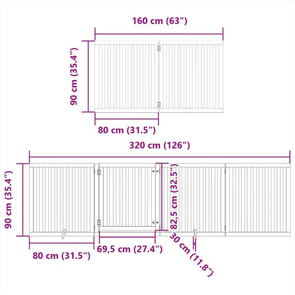 Hondenhek inklapbaar 10 panelen 800 cm populierenhout zwart