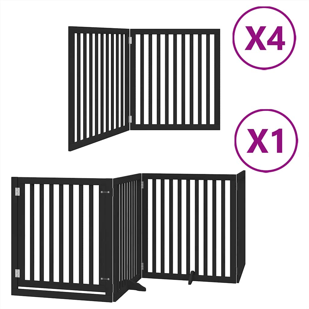 Hondenhek inklapbaar 12 panelen 960 cm populierenhout zwart