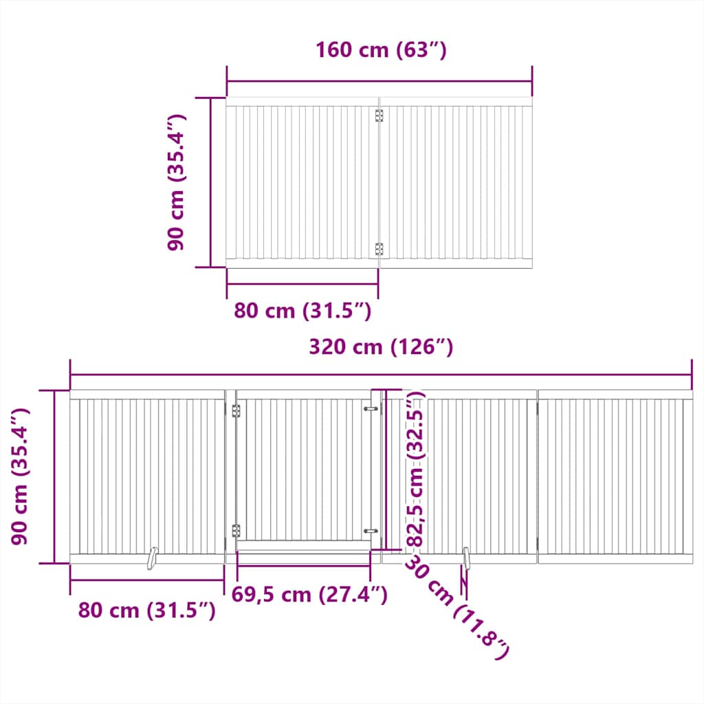 Hondenhek inklapbaar 12 panelen 960 cm populierenhout zwart