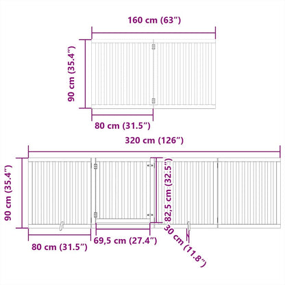 Hondenhek inklapbaar 12 panelen 960 cm populierenhout zwart