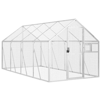 Volière 1,79x4x1,85 m aluminium zilverkleurig