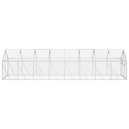 Volière 1,79x8x1,85 m aluminium zilverkleurig