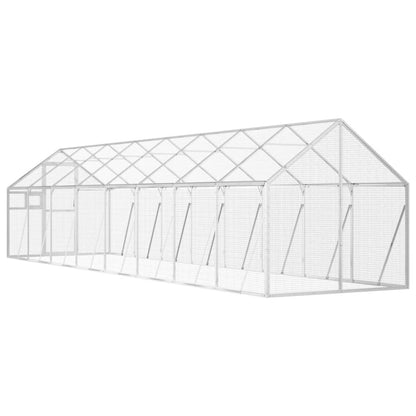 Volière 1,79x8x1,85 m aluminium zilverkleurig